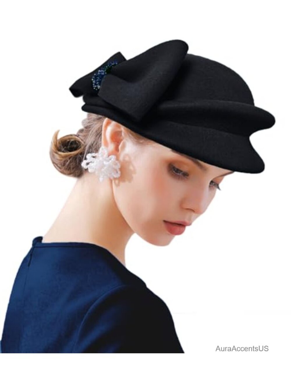100% Wool Felt Flowers Bucket Cloche Bowler Hat Wedding Beret